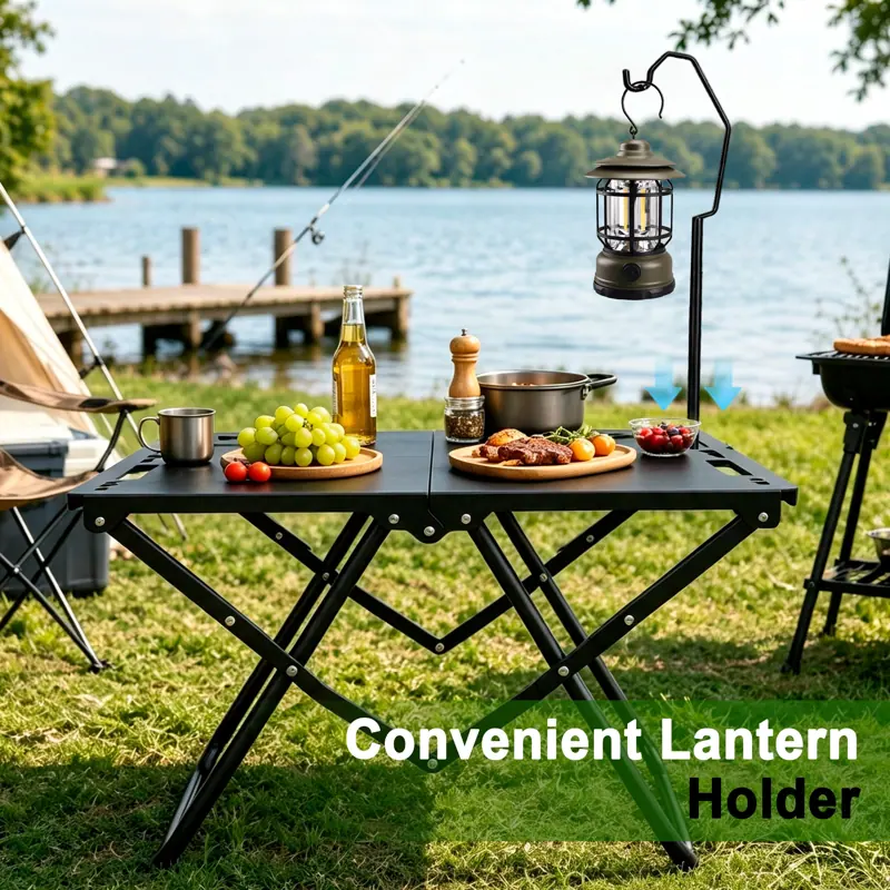 AILDEDE Folding Table, Portable Small Carbon Steel Camping Table with Lantern Stand — product detail 2